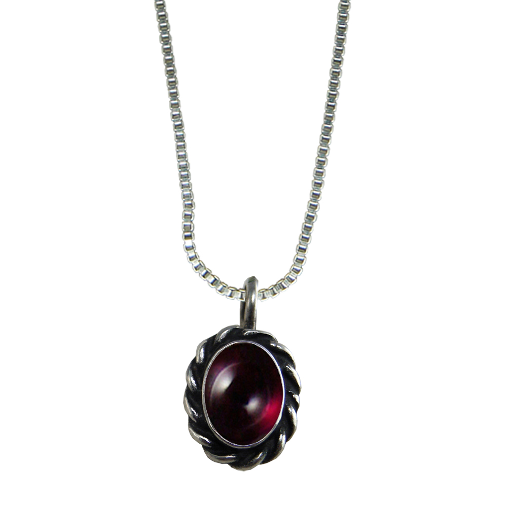 Sterling Silver Little Garnet Pendant Necklace